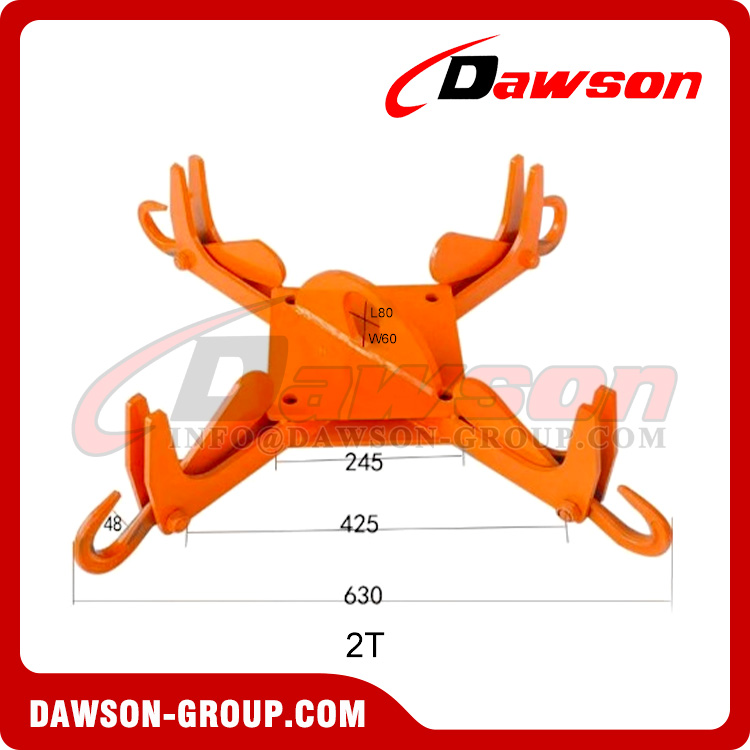 Automatic Unhooking Large Opening Lifting Hook with 4 Legs