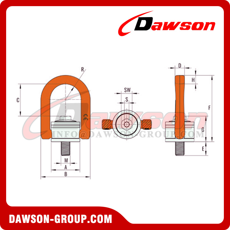 Safety Rotation Bar DS118Y G80 Safe Rotating Lifting Ring, Grade 80 Swivel Hoist Ring ...