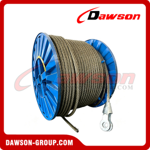DAWSON Marine Towing Rope, 6×36+IWR Hot Dip Galv. Wire Rope One End with Open Spelter Socket