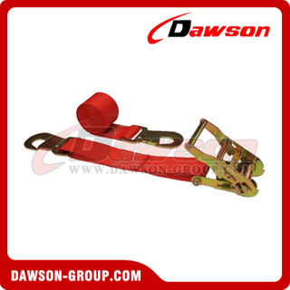 2 inch 8 feet Red Ratchet Strap with Flat Snap Hooks