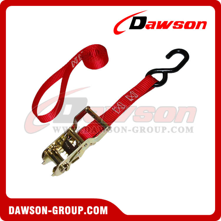 1 inch Ratchet Strap with S-Hook and Loop, Ratcheting Tie Down